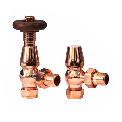 China General Red Copper Corner Radiator Valve Traditional Cast Iron Thermostatic Radiator Valve for sale