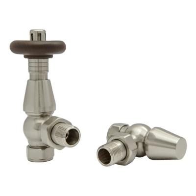 China Contemporary HOPERADS Traditional TRV Angled Satin Nickel (brushed) Thermostatic Radiator Valves With Plastic Wheel for sale