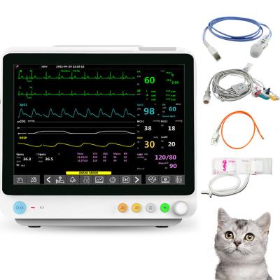 China ICU CE ISO Approved 12.1 Inch Multiparameter Portable Veterinary Animal Patient Monitor For Critical Care Veterinarian for sale