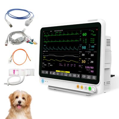 China ICU 15 Inch ECG Veterinary Multiparametric Veterinary Patient Monitor ECG 15 Inch With Trolley Central Control System Free for sale