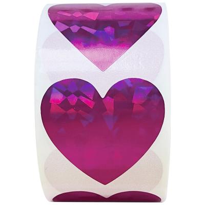 China Valentine's Day Wholesale Holiday Stickers Love Foil Water Proof Transparent Heart Stickers for sale