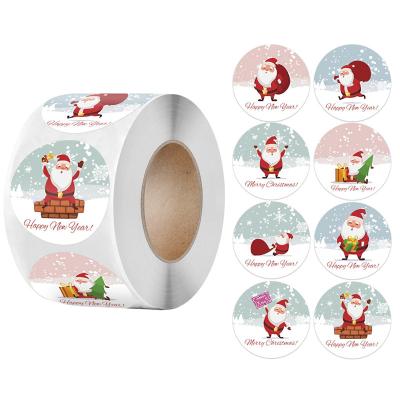 China Color Print Sticker 500 Sheets / Roll Custom Roll Christmas Stickers Around 3.8cm Decoration Party Decorative Gift Wrapping Labels for sale