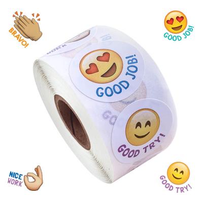 China Custom Water Proof Factory Price Smile Rewards Emoji Stickers Die Cut Smiley Packaging Label Stickers for sale