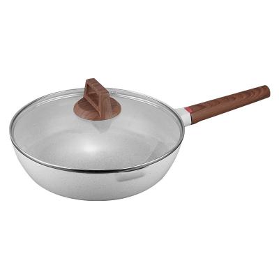 China Minimalist Die Cast Aluminum Cookware Chef's Pan Granite 11 Inch Frying Pan and Cover for sale