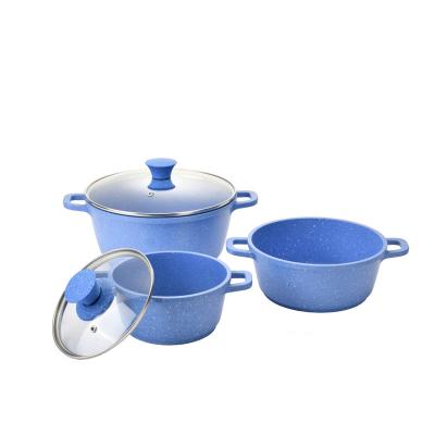 China Sustainable Multifunctional Aluminum Die Cast Induction Bottom Nonstick Marble Soup Pot Cookware Set for sale