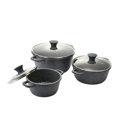 China Sustainable Wholesale 6pcs Cooking Pots Non Stick Ceramic Cookware Sets Stock Pots With Lid for sale