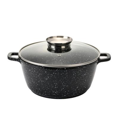 China Durable Non-Stick Die Casting Stock Pot 4.5 Quart Stylish Aluminum Ceramic Casserole With Lid Induction Bottom for sale