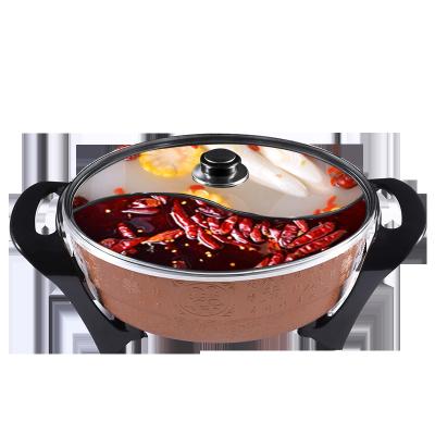 China Hotel Cast Aluminum Double Flavor Electric Hot Pot With Thermosthat for sale