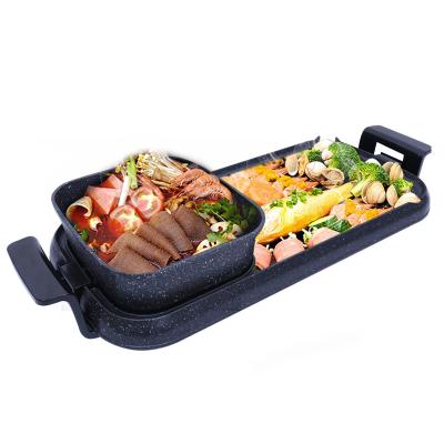 China Dual-use for grill and hot pot multifunctional household non-smoking electric dual-use grill and hot pot for sale