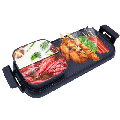 China Hotel 2 in 1 Electric Smokeless Grill and Hot Pot 220V Split Easy Cleaning Dual Temperature Control for sale