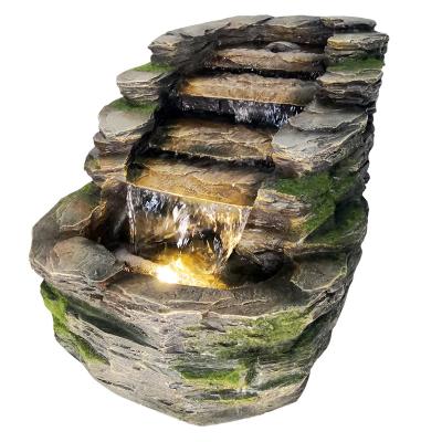 China Fiberglass Polyresin Rock Stone River Stream Waterfall Fountain Outdoor Rocky Rapid 2022 River Waters Feature for Garden Patio Deck Porch for sale