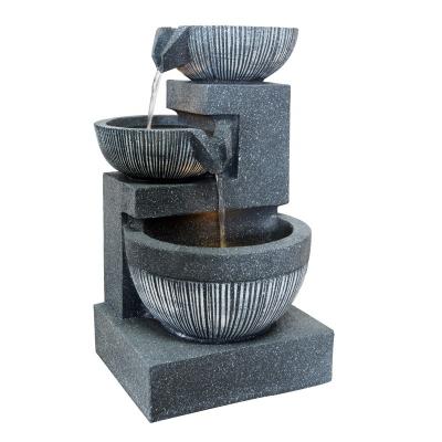 China Contemporary Modern Fiberglass Customized Polyresin Decoration Pots Bowls Water Feature Waterfall Fountain for Indoor Outdoor Garden Patio for sale