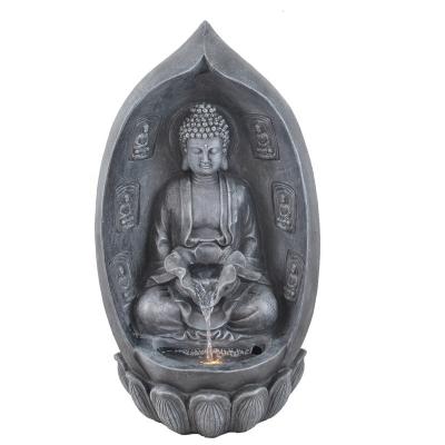 China 2022 Resting Fiberglass Polyresin Lotus Meditation Waterfall Buddha Water Feature Decoration for Garden Patio Indoor Outdoor Porch for sale