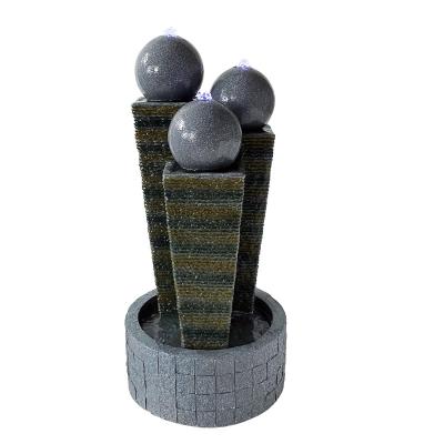 China Fiberglass Customized Polyresin Modern Contemporary Decor Geometric Granite Ball Spheres Column Column Water Feature Fountain For Indoor Outdoor for sale