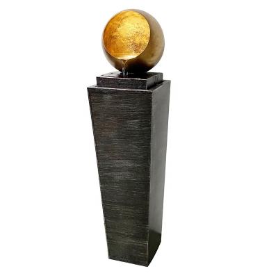 China 2022 Modern Contemporary Metal Side Cut Ball Sphere Pedestaln Column Fountain Water Feature Decoration for Home and Garden for sale