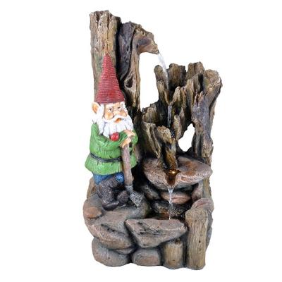 China Polistone Polyresin Gnome Tree Trunk 2022 Stepped Waterfall Wooden Fountain and Rock Water Feature 5 Trunk for Outdoor Garden for sale