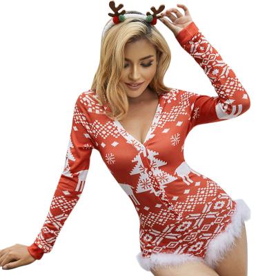 China Wholesale Anti-pilling Fur Quilting Round Neck Female Sleepwear Women Christmas Pajamas Set for sale