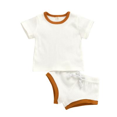 China QUICK DRY Baby Rib Suit Newborn Baby Summer Shorts Sleeve Unisex T-shirt Shorts 2 Pieces for sale