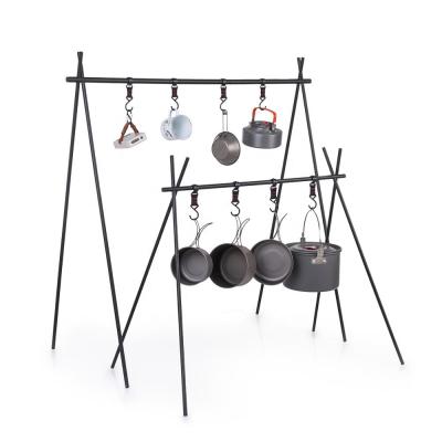 China Aluminum Alloy Hanging Rack With Hook Picnic Storage Tripod Outdoor Camping Equipment for sale