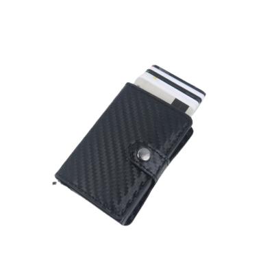 China Normcore / Minimalist Mens Carbon Fiber Card Holder RFID Blocking POP Card Wallet UP Metal Wallet Purse for sale