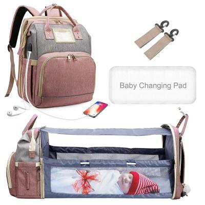 China With USB Fashion Baby Diaper Changing Shoulder Bag With Multiple Compartments for sale