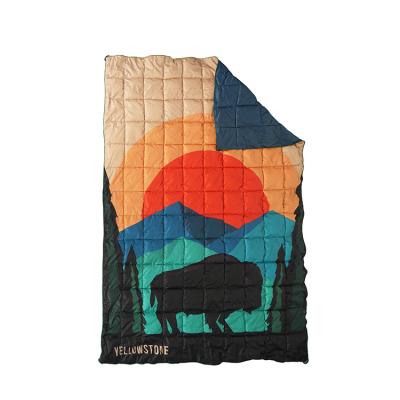 China Lightweight Custom Printing Puffy Blanket Lightweight Outdoor Camping And Warm Travel Blanket for sale