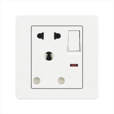 China PC FRAME 250V 15A SWITCHED SOCKET WITH LED, ANTI-FIRE PC 1.5MM THICKNESS METAL for sale