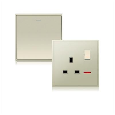 China FRAME 250V 10A 1 PC STRIP WALL SWITCHES WITH NEON, QUALITY WALL SWITCH, GOLD COLOR for sale