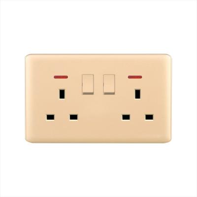 China DOUBLE 13A PC FRAME SWITCHED SOCKET WITH LED, UK PLUG for sale