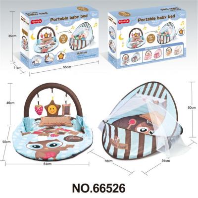 China Hot Sale Multifunctional Cradle 2 In 1 Baby Toys Cradle Multifunctional Padded Music Crawling Mat Tote Bag Baby Tent With Pillow Music Pendant for sale