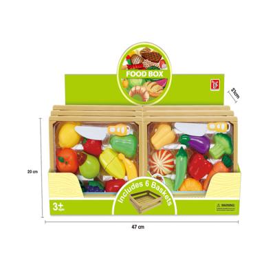 China Funny Educational Toy Kids Play Pretend Kitchen Cabinet Toy Breakfast Lunch And Dinner Fruit Box Educational Toy for sale