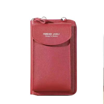 China Hot Selling Water Resistant Women Cross - Body Cell Phone Bag Small Purse Leather Travel RFID Card Wallet Case Purse Mobile Phone Bags for sale