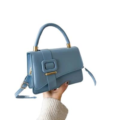 China Wholesale Cheapest Pure Ladies Handbags Large Capacity Color PU Square Shoulder Leather Cross - Body Bag Chain Women Handbags for sale