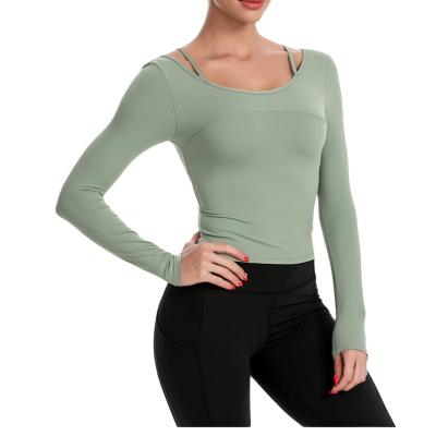 China Breathable Long Sleeve Crop Top Sportswear Leggings 2Pcs Yoga Sets Women Gym Fitness Seamless Sets for sale