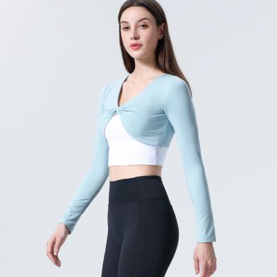 China Other Activewear Yoga Wear Long Sleeve Sports Clothes Gym Top Short Women Tight Blouse Fitness Clothing for sale