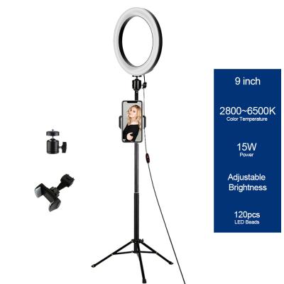 China Amazon 9inch15w USB Beauty Studio Photo Makeup Photography Ring Light Led With Light Video Stand Set for sale