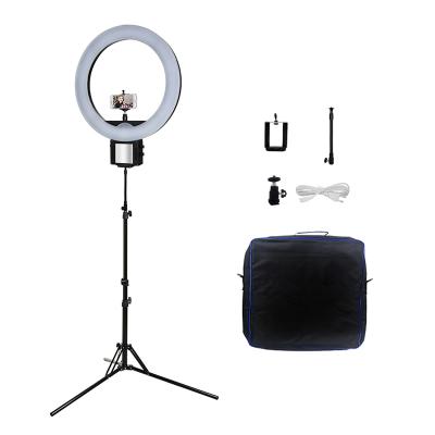 China Dimmable Glow Photo Studio LED Makeup Pulling Light 90W Ring Light Kit Stand Tripod 2700K-5500K Dimmable 18 inch and Bag for sale