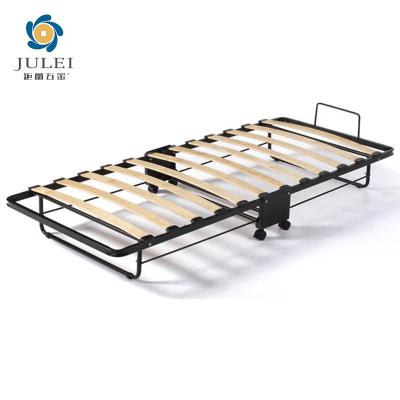 China Foldable Newly Designed Auto Leg Smoothly Open Close Fix The Mattress Well Kingsize Single Solid Wood Bed Frame for sale