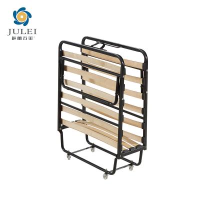 China Foldable Durable Structure Bed Leg With Safety Lock Strong Carry 250Kg Easy Handle Wood Metal Folding Bed Frame For Hotel for sale