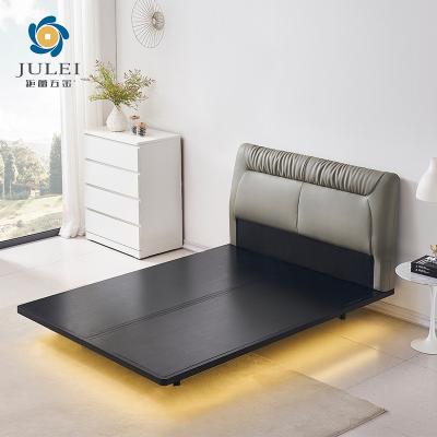 China KD Fashional Style Super King Queen Solid Wood Board Bed Frame With Automatic Sensing Led Lights for sale