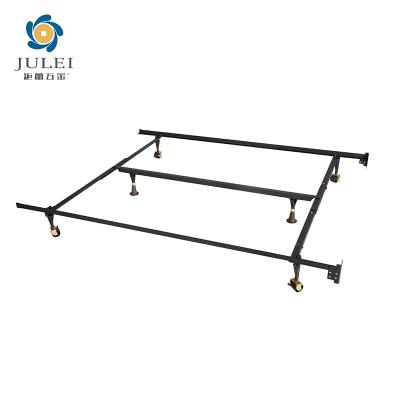 China KD Custom Colors Durable Structure Super King Size Casters Glides Leg Metal Tube Bed Frame Single for sale