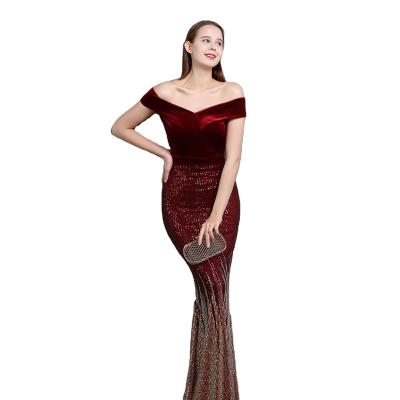 China Wholesales Red Carpet Sequin Ladies Women Vestidos Largo Party Long Evening Gown Anti-Static Dress for sale