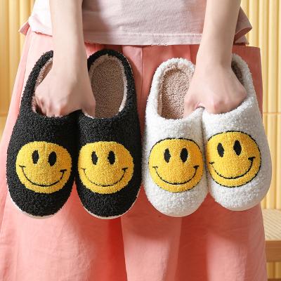 China Factory Price Comfortable Fashionable Bedroom Comfortable Home Cushioning Smiley Face Slippers For Women for sale