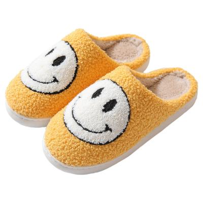 China Cushioning Women House Indoor Couples Smiley Face Slippers PlushWarm Plush Slippers Soft Warm Comfortable Fluffy Fur Slippers for sale