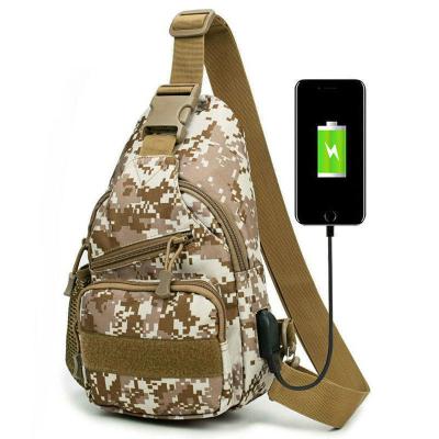 China With USB Men's Sling Bag Trunk Pack USB Charging Purse Cross Shoulder Body Trunk Pack Sports Travel Tactical Backpack for sale