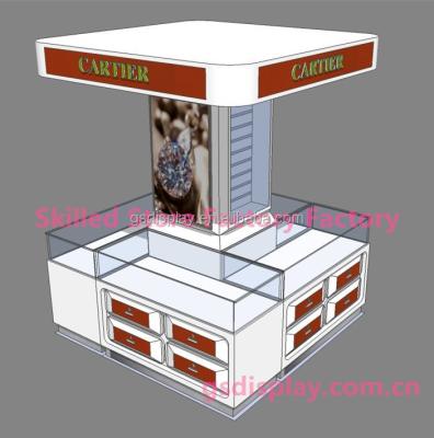 China Factory Made Fashion Wooden Jewelry Display Cabinet Jewelry Exhibition Kiosk Customized for sale