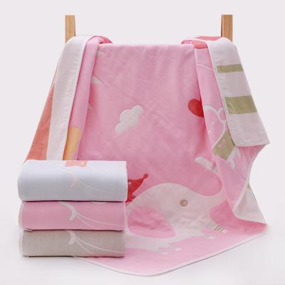 China Jacquard Double Layer Cotton Baby Stitch Skin End Flannel Baby Blanket 6 Layer Gauze Towel Comforter Blanket for sale