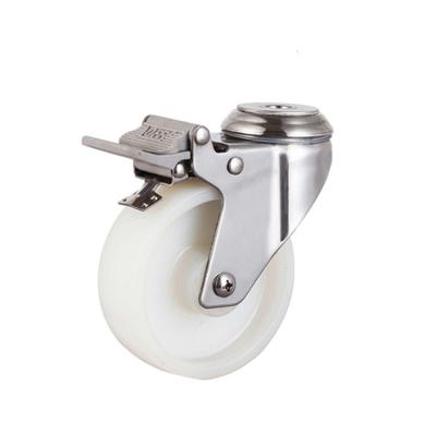 China PIVOT 75mm 100mm 125mm 304 Stainless Steel Nylon Wheel Caster With Brake for sale