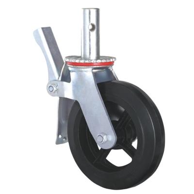 China Swivel Lock Full Swivel Total Lock Mold On Scaffolding Rubber Caster Wheel 6 Inch for sale