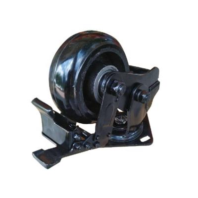 China Trolley Black Polyurethane Air Spring Caster 150mm for sale